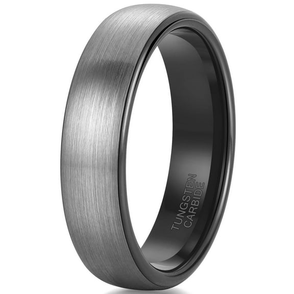 Jewmon Mens Tungsten Wedding Band Brushed Black Tungsten Carbide Promise Ring Christmas Jewelry Gifts for Him