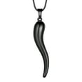 thumbnail image 1 of Jewmon Cornicello Italian Horn Pendant Necklace for Men 316L Stainless Steel Black Pendant Jewelry, 1 of 9