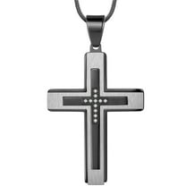 Jewmon Gothic Black Cross Necklace for Men Stainless Steel Cross Pendant Chain Christian Jewelry Christmas Birthday Gifts Ideas for Dad Son Husband Boyfriend
