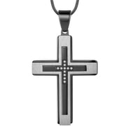 Jewmon Gothic Black Cross Necklace for Men Jesus Cross Pendant Chain Catholic Christian First Communion Graduation Birthday Fathers Day Mens Jewelry Gifts Ideas for Him