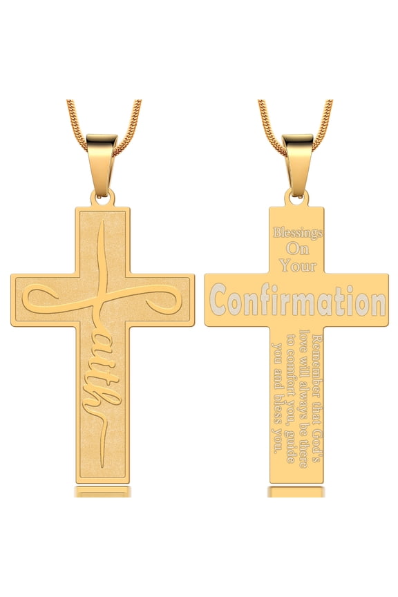 Cross Pendant Necklace for Men Gold Confirmation Necklace Chain Christian Jewelry Christmas Gifts for Men