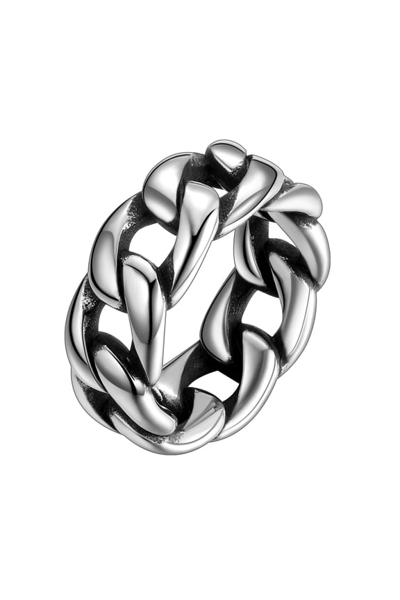 Cuban Link Chain Rings Men Polished Sturdy Link Eternity Finger Ring for Women