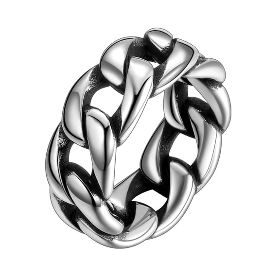 Jewmon Cuban Link Chain Rings Men Women Unisex Wedding Band Rings Promise Finger Ring