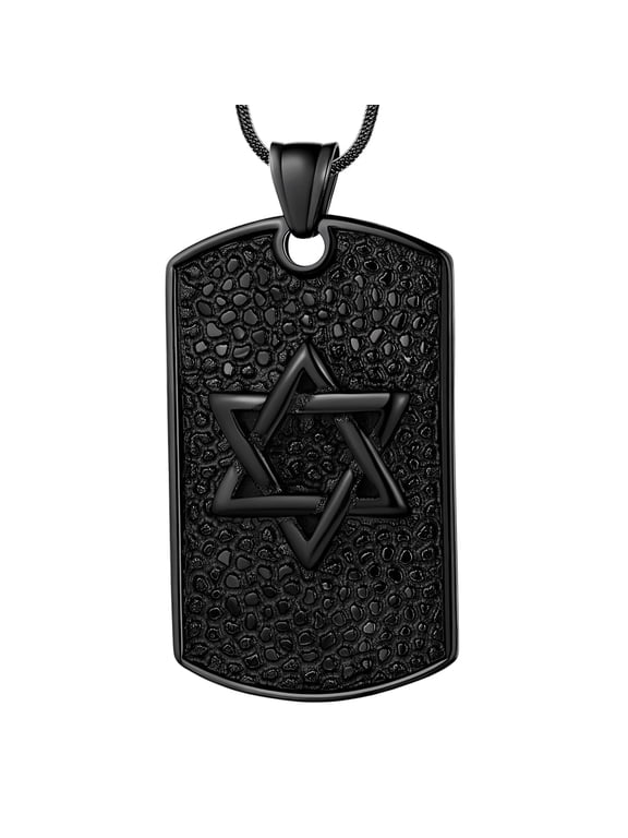 Dog Tag Star of David Necklace for Men 316L Stainless Steel Magen David Star Pendant Jewish Jewelry