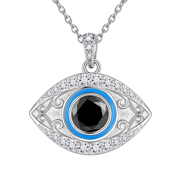 Jewmon Evil Eye Necklace for Women 925 Sterling Silver CZ Turkish Eye Pendant Necklace Amulet Jewelry Graduation Gift for Daughter Friends