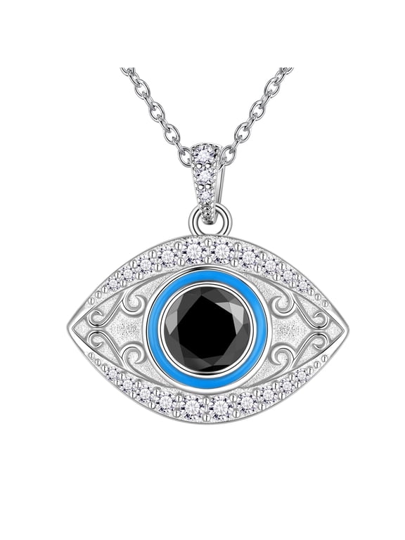 Evil Eye Necklace for Women 925 Sterling Silver CZ Turkish Eye Pendant Necklace Amulet Jewelry Graduation Gift for Daughter Friends