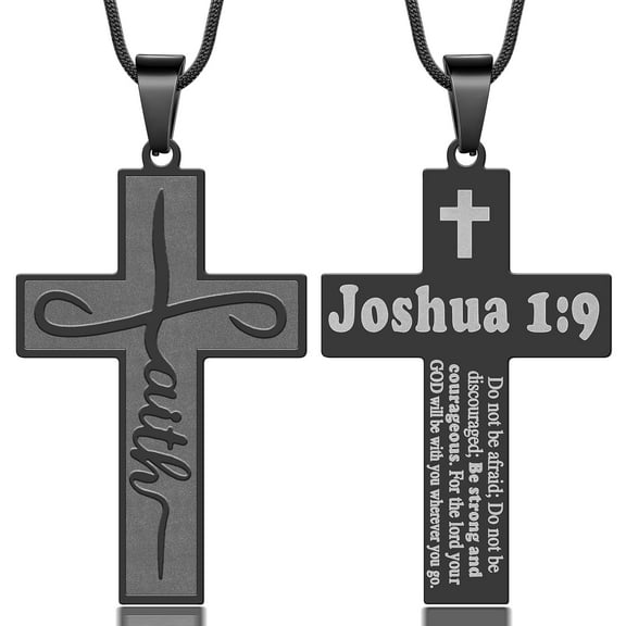 Jewmon Faith Cross Necklace for Men Stainless Steel Inspirational Bible Verse Necklace Easter Gifts