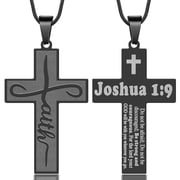 Jewmon Faith Cross Necklace for Men Stainless Steel Inspirational Bible Verse Necklace Easter Gifts
