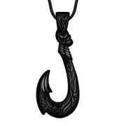 Jewmon Hawaiian Fish Hook Necklace Stainless Steel Maori Hook Viking Necklace Charm Mens Jewelry