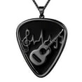 thumbnail image 1 of Jewmon Hip Hop Punk Guitar Pick Music Black Pendant Necklace for Men Women Music Note Jewelry Gift, 1 of 8