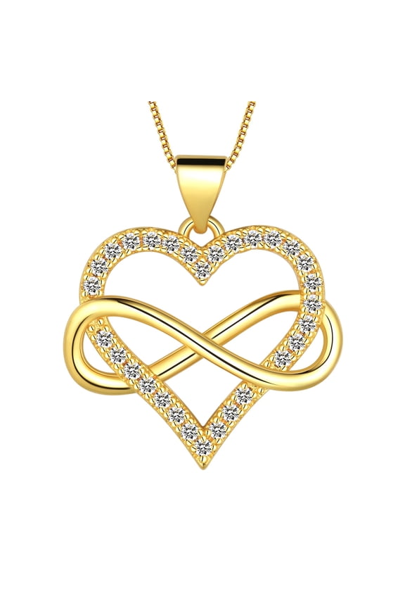 Infinity Love Heart Necklace for Women 18K Gold Plated Adjustable Chain Necklace Graduation Birthday Christmas Jewelry Gifts Ideas for Her Mom Wife Girlfriend