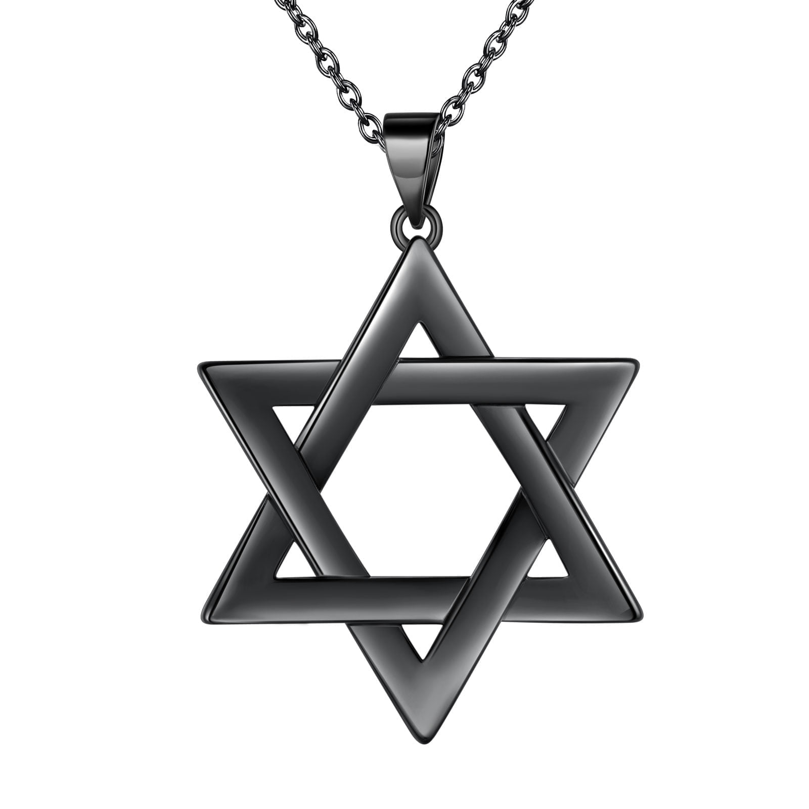 Jewmon Jewish Star Necklace for Women Men Black Gold Over 925 Silver Magen David Star Necklace Protection Jewelry
