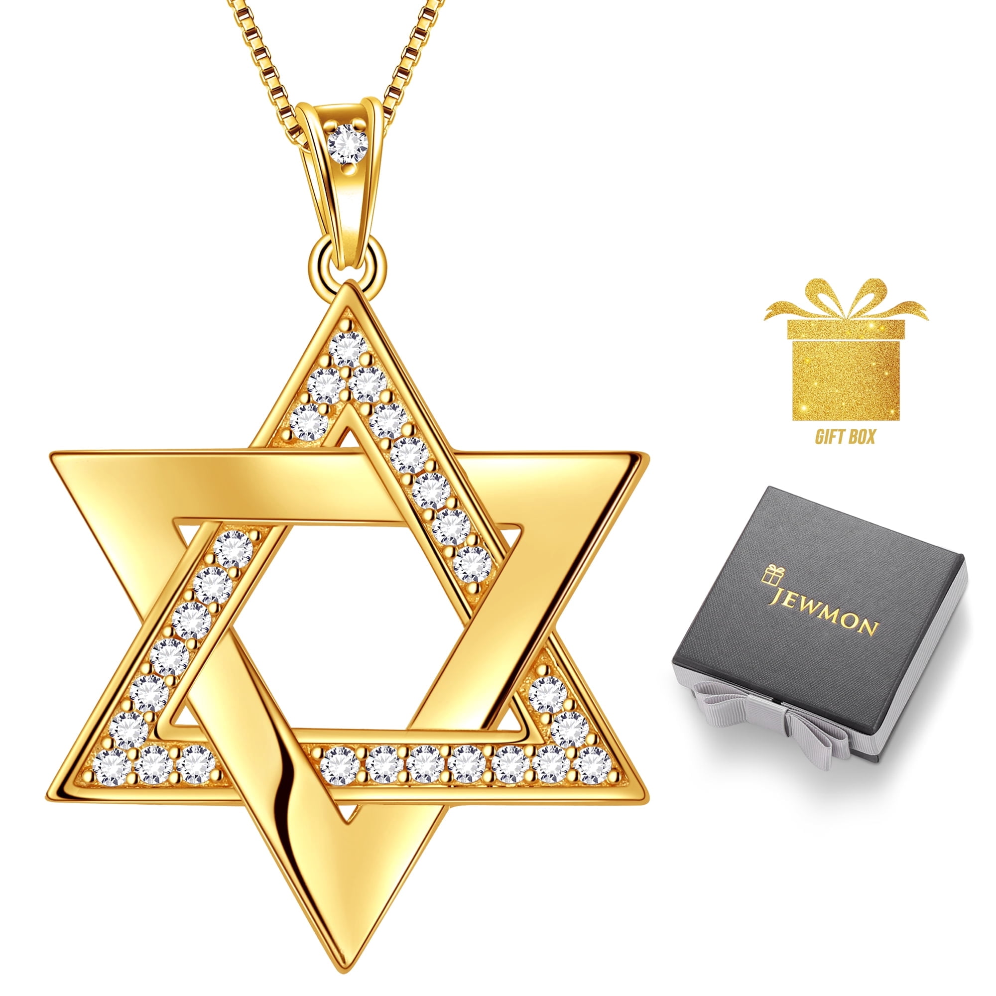 Jewmon Jewish Star of David Pendant Necklace Women Magen David Hexagram Charm Amulet Jewelry Gift