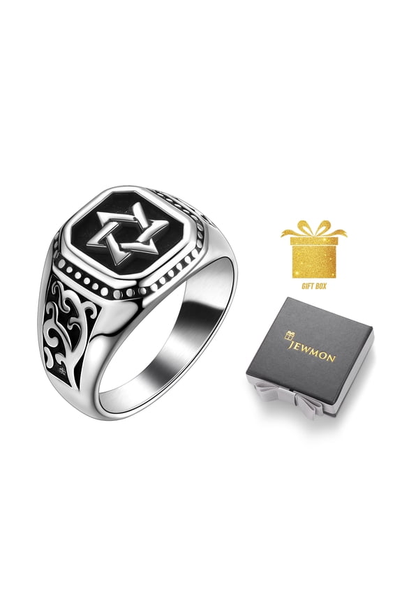 Judaic Star of David Ring Hanukkah Magen David Star Ring Men's Wedding Ring Jewish Jewelry
