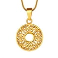 thumbnail image 1 of Jewmon Medallion Celtic Knot Round Coin Pendant Necklace Men 18K Gold Plated Irish Viking Jewelry, 1 of 7