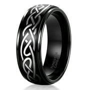 Jewmon Men Tungsten Ring Celtic Knot High Polish Tungsten Carbide Promise Ring Comfort Fit 8mm