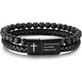 thumbnail image 1 of Jewmon Men's Inspirational Bible Verse Bracelet Lava Rock Beads Bracelet Braided Leather Cuff Wristband Magnetic Clasp, 1 of 8