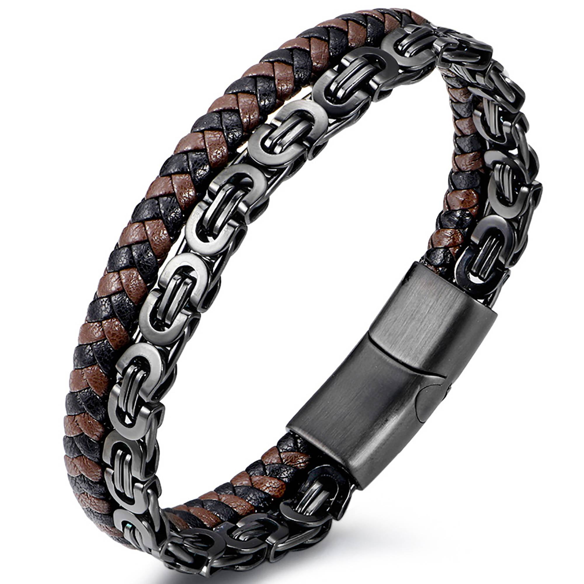 Jewmon Mens Bracelet Black Link Stainlee Steel and Martinique Ubuy