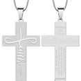 thumbnail image 1 of Jewmon Mens Cross Necklace Stainless Steel Blessing On Your Confirmation Necklace Anniversary Gifts for Boyfriend, 1 of 7