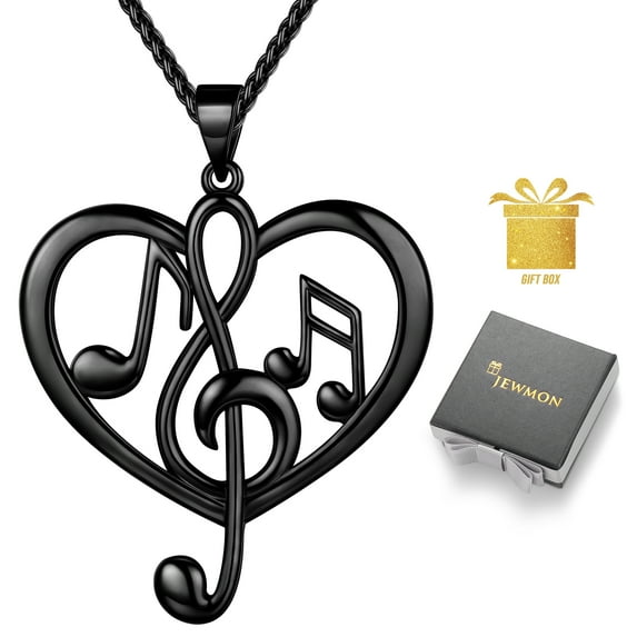 Jewmon Music Lover Treble Clef Necklace for Women Music Note Heart Pendant Jewelry Gifts for Mom Daughter