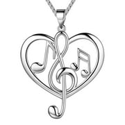 Jewmon Musical Note Necklace for Women Treble Clef Heart Pendant Jewelry Gift for Music Lover Students