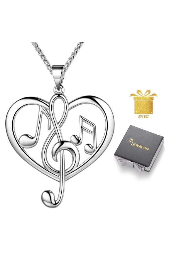 Musical Note Heart Necklace for Women Treble Clef Heart Jewelry Valentines Day Gifts for Her