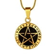 thumbnail image 1 of Jewmon Pentacle Pentagram Necklace for Men Unisex 316LL Stainless Steel Round Pendant Necklace Wicca Jewelry Gold, 1 of 9