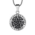 thumbnail image 1 of Jewmon Pentacle Pentagram Necklace for Men Women Unisex 316L Stainless Steel Pentacle Round Pendant Wicca Jewelry, 1 of 9