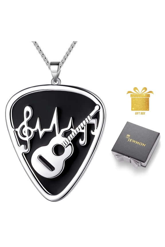 Rock Guitar Pick Necklace for Men Women Couples Valentine Day Gifts Punk Music Note Pendant Chain Jewelry