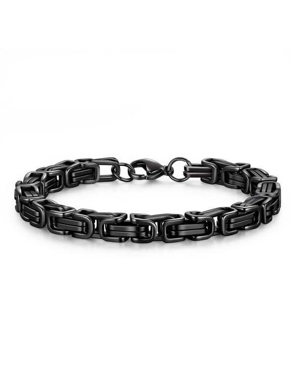 Stainless Steel Chain Link Bracelet for Men Gothic Byzantine Bracelet Statement Jewelry