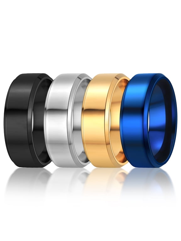 Stainless Steel Ring for Men Women Couples Ring Gold Silver Black Blue Ring Set Comfort Fit