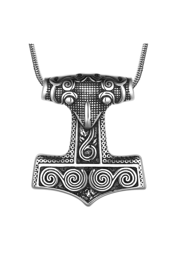 Thor's Hammer Necklace Norse Viking Talisman Pendant 316L Stainless Steel Vintage Nordic Viking Amulet Chain Necklace Gift for Men