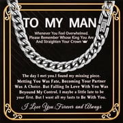 Jewmon To My Man Cuban Chain Necklace with Inspirational Message Romantic Anniversary Birthday Gifts for Him 8mm 22 Inch
