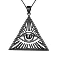 thumbnail image 1 of Jewmon Triangle Medallion Evil Eye Necklace Black Gold Plated Pyramid Third Eye Pendant for Men, 1 of 7