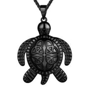 Jewmon Trinity Knot Turtle Pendant Neckalce for Men Women Black Gun Plated Animal Sea Turtle Jewelry