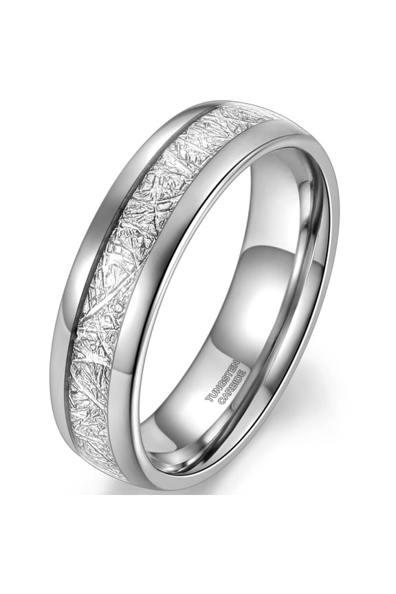 Tungsten Carbide Wedding Band Meteorite Men's Ring Tungsten Engagement Band Comfort Fit 6mm