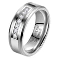 thumbnail image 1 of Jewmon Tungsten Carbide Wedding Ring for Men Cubic Zirconia Engagement Ring Gift Ideas for Boyfriend Husband, 1 of 7
