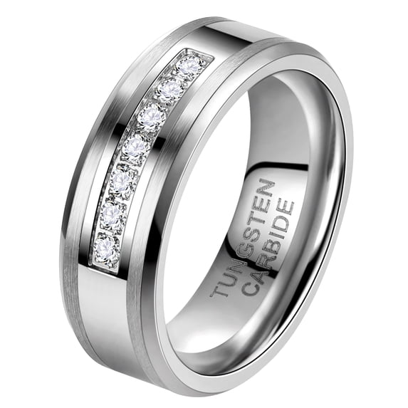 Jewmon Tungsten Carbide Wedding Ring for Men Cubic Zirconia Engagement Ring Gift Ideas for Boyfriend Husband