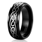 Jewmon Tungsten Ring for Men Celtic Knot Pattern Tungsten Carbide Promise Ring Comfort Fit 8mm