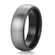 Jewmon Tungsten Rings for Men Engagement Wedding Band Black Brushed Comform Fit Mens Ring 8mm