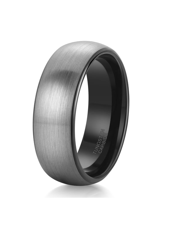Tungsten Rings for Men Engagement Wedding Band Black Brushed Comform Fit Men's Ring 8mm