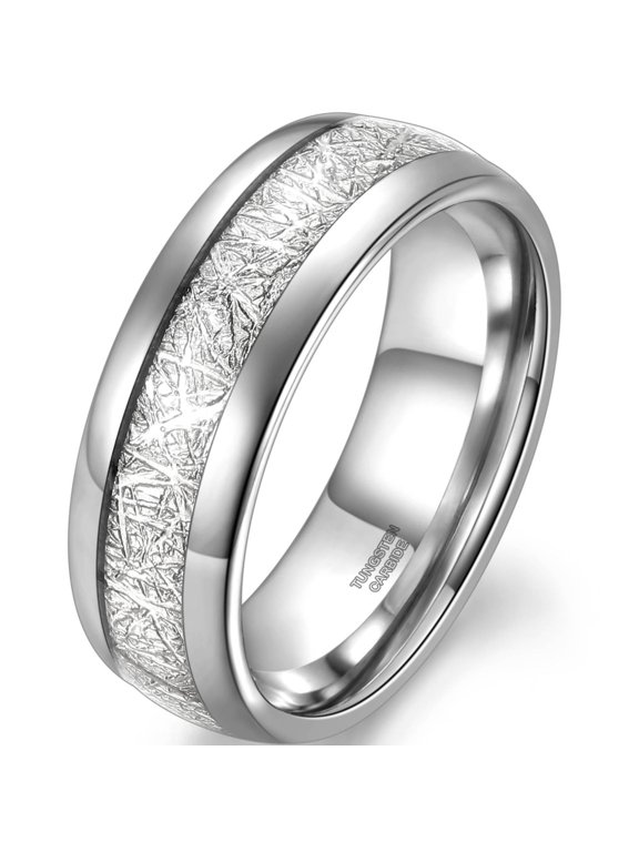 Tungsten Wedding Band Ring for Men Silver Elegant Promise Ring Domed High Polish Comfort Fit