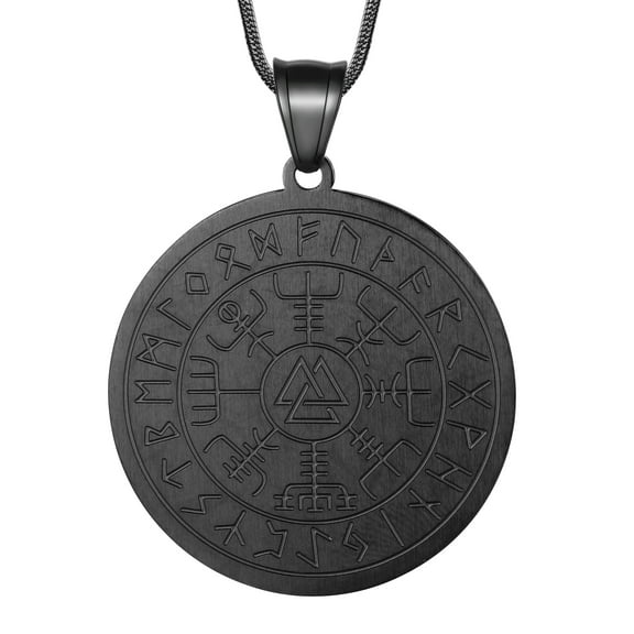 Jewmon Vegvisir Norse Compass Necklace for Men Stainless Steel Viking Compass Pendant Charm Runes Nordic Jewelry