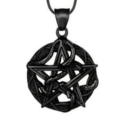 Jewmon Wiccan Pentagram Necklace for Men Pentacle Star Entwined Snake Pendant Unisex Goth Necklace Protection Jewelry Black