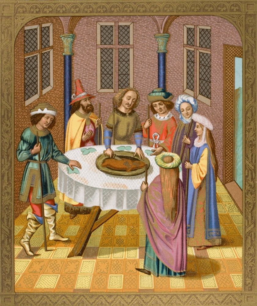 The Jews Passover Facsimile Of A Miniature From A Missel Of The Fifteenth Century Ornamented With Painting Of The School Of Ven Eyck Canvas Art - Ken Welsh Design Pics (26 x 32)