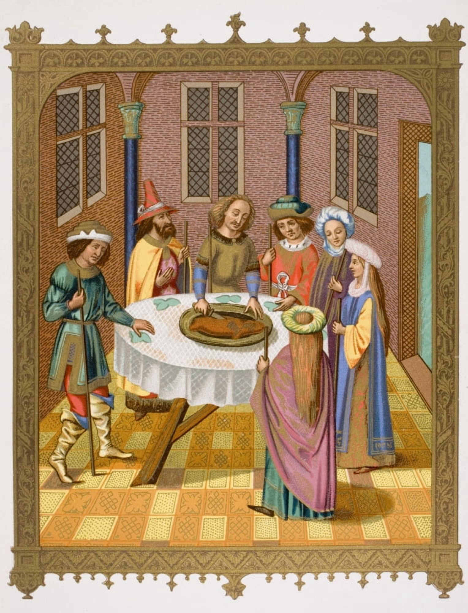 The Jews Passover Facsimile Of A Miniature From A Missel Of The Fifteenth Century Ornamented With Painting Of The School Of Ven Eyck Canvas Art - Ken Welsh Design Pics (26 x 34)