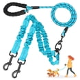 thumbnail image 1 of Jewyow Double Dog Leash,  360° Swivel Tangle Free Bungee Walking Training for Large Medium Dogs, Reflective Dog Leash for 2 Dogs, Blue, 1 of 7