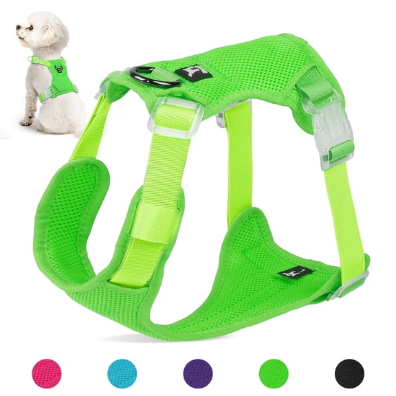 Jewyow No Pull Dog Harness, Adjustable Dog Vest with Soft Padding, Heavy Duty Dog Harness for Small, Medium, Large Dogs(Green,XS)
