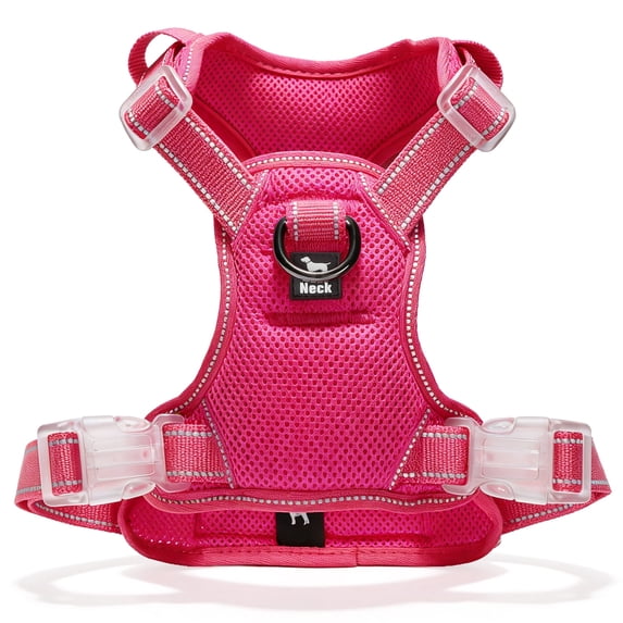 Jewyow No Pull Dog Harness - Dog Harness for Large Dogs,Reflective Adjustable Pet Vest with Handle & Breathable Mesh,Pink,XL