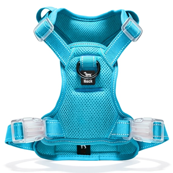 Jewyow No Pull Dog Harness - Dog harness for small dogs,Reflective Adjustable Pet Vest with Handle & Breathable Mesh,Blue, L